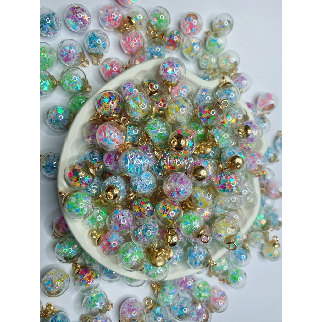 Aksesoris liontin bandul manik bola kaca bahan DIY / liontin kaca