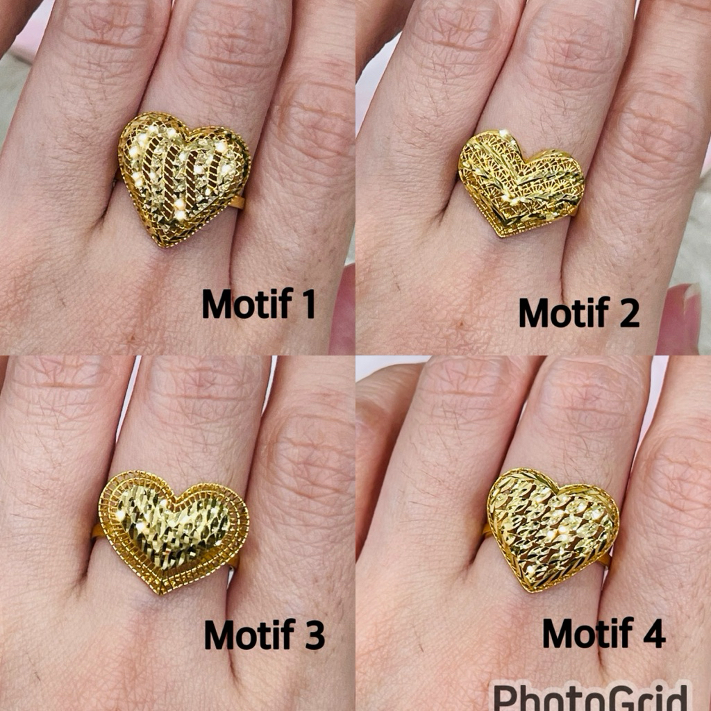 Cincin love kerawang adjust banyak model cantik uk 15 adjust emas asli kadar 875
