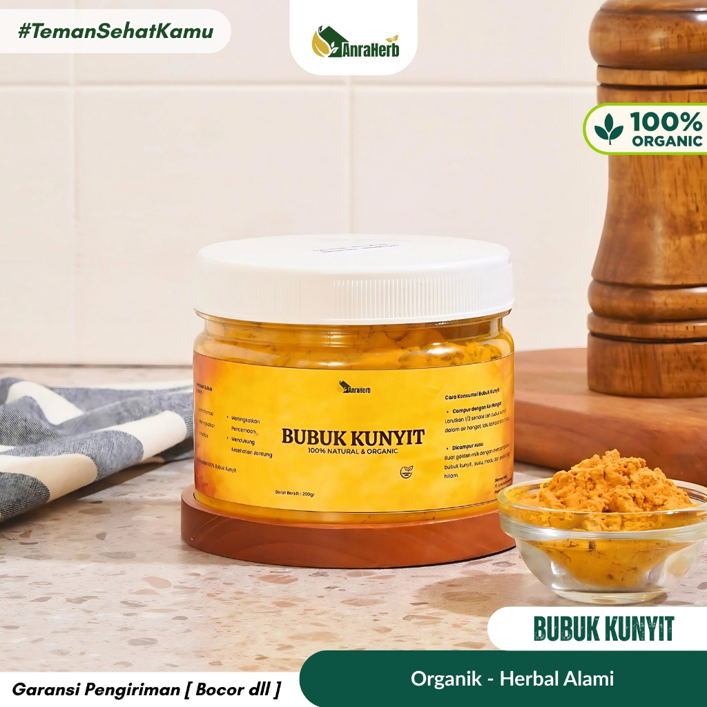 

AnraHerb Bubuk Kunyit Alami 200gr | Antiinflamasi, Herbal Lambung, Aman Konsumsi Harian