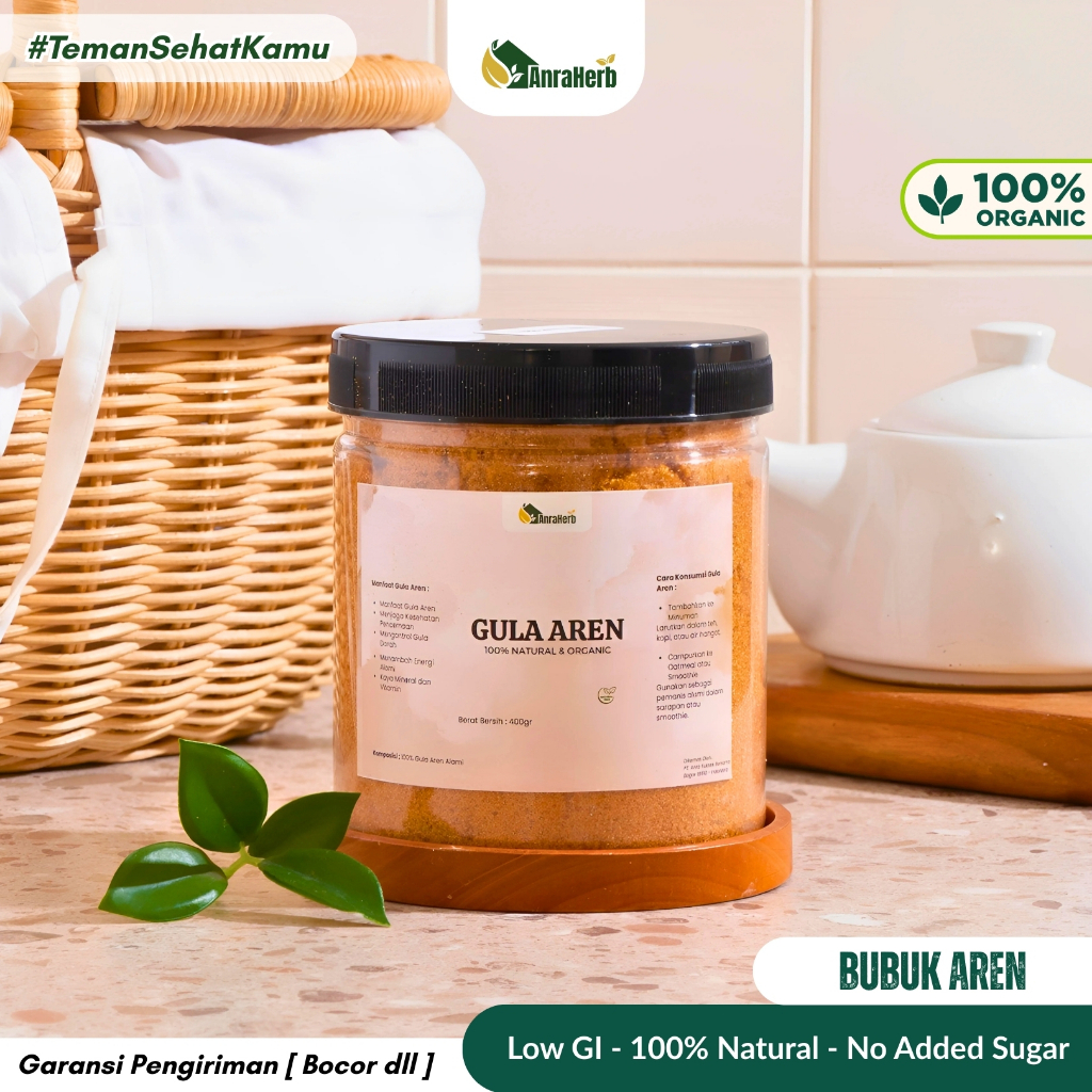 

AnraHerb Bubuk Gula Aren 400gr Organik | Pemanis Alami Rendah Glikemik Sumber Energi Sehat