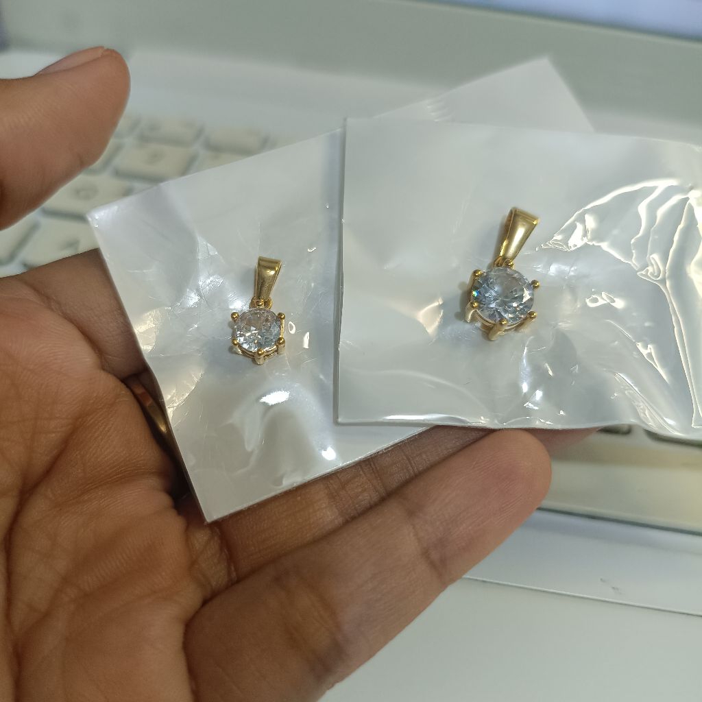 Liontin Titanium Permata Satu Gold | Liontin Kalung Simpel Permata Bisa COD