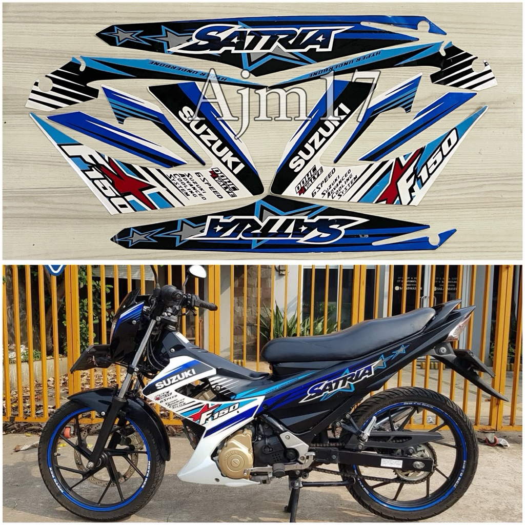 STIKER STRIPING MOTOR SATRIA FU FACELIFT 2014 PUTIH HITAM