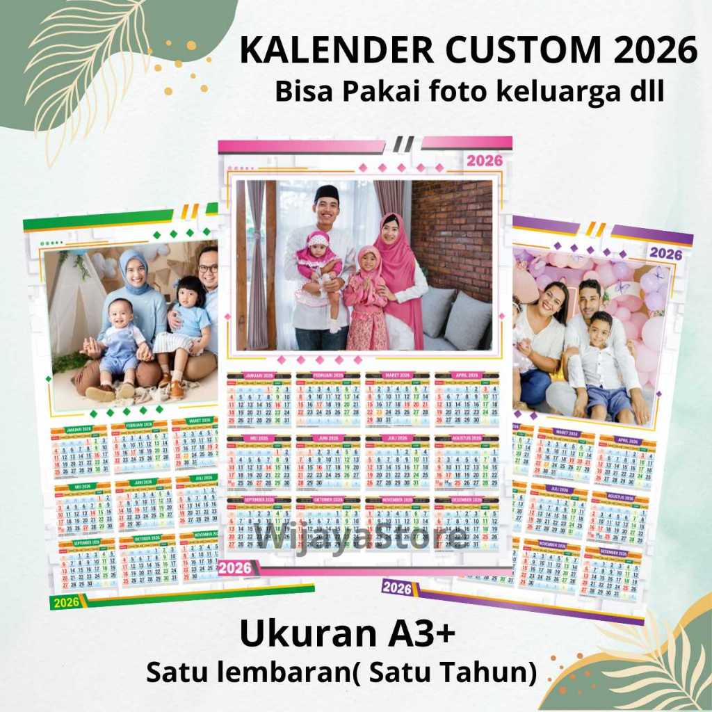 

Kalender Dinding 2026 Custom A3+ Desain Bebas, Foto Sendiri