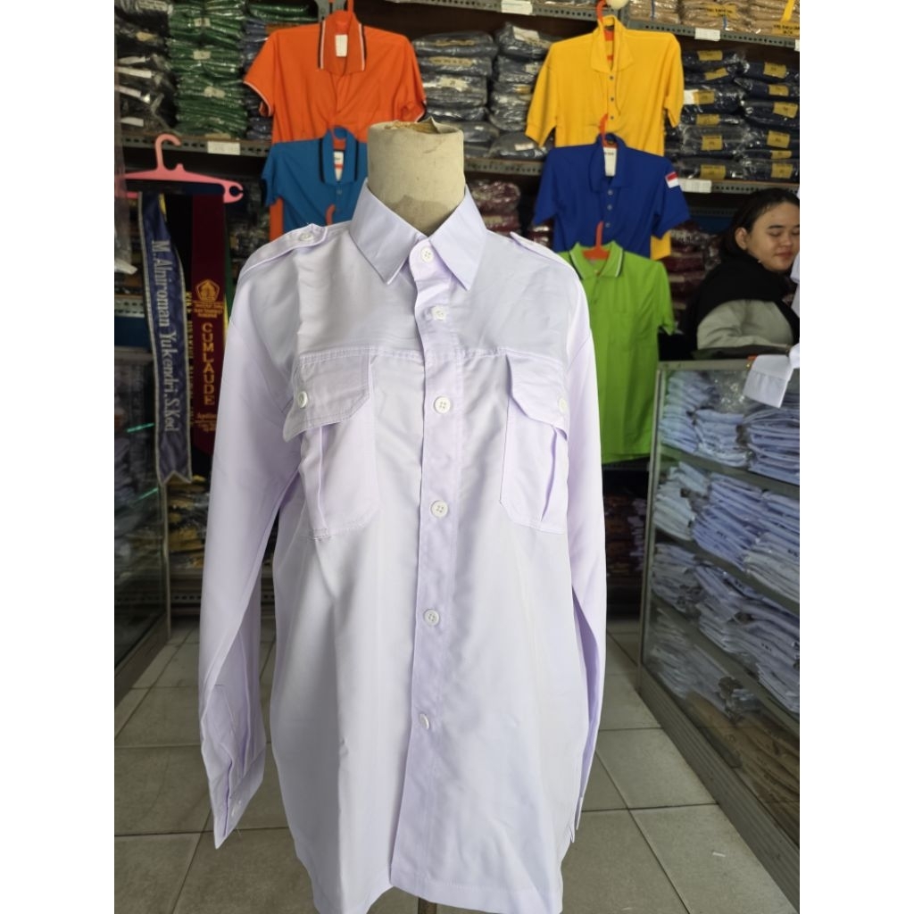 Baju dinas putih/ PDH Pemda/Kantong dua atas bahan yemima