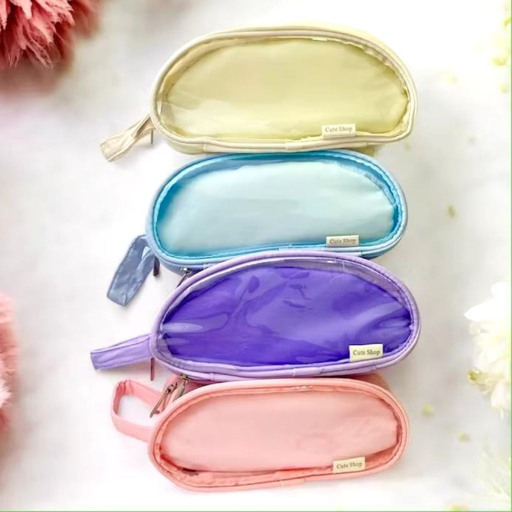 

[AJS] Tempat Pensil Transparan 2 Sekat Aestethic Pouch Serbaguna