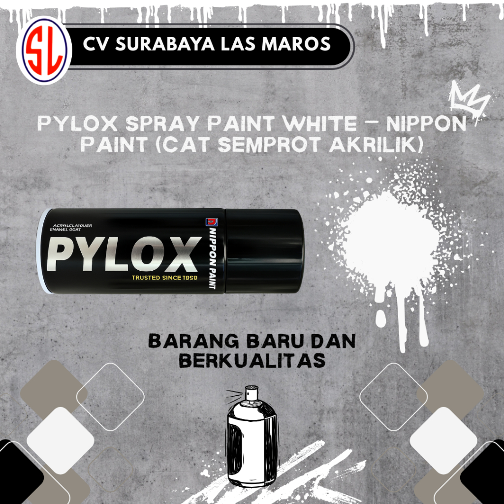 

Cat Semprot PYLOX Nippon Paint Warna Putih 300 CC Cat Akrilik Semprot Cepat Kering