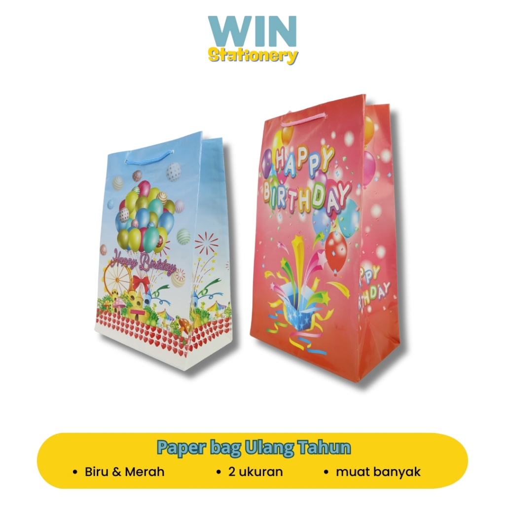 

Paper Bag Pembungkus kado Ulang Tahun Motif Happy Birthday 12Pcs