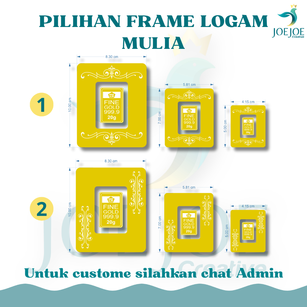 FRAME LOGAM MULIA UNTUK MAHAR | REPLIKA LOGAM MULIA AKRILIK GOLD LM MODEL BARU + FRAME