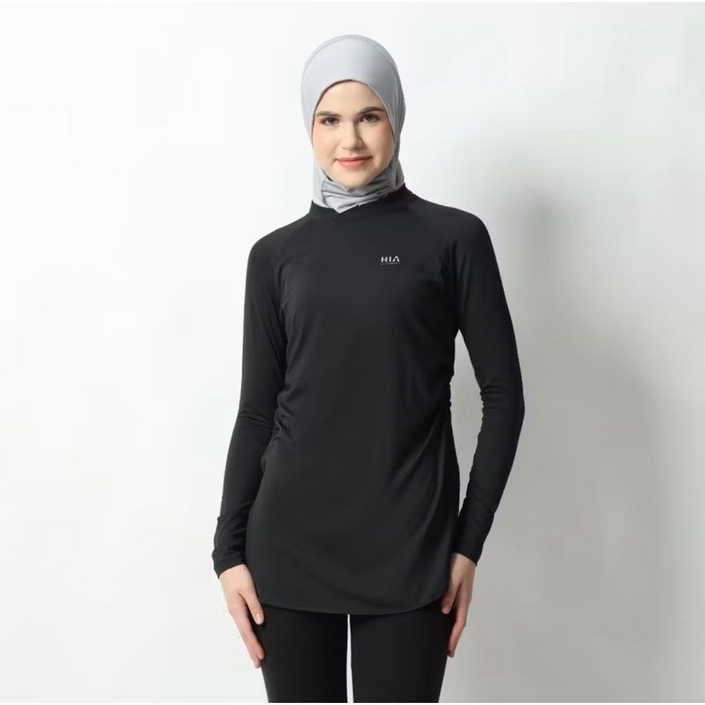 PRELOVED HIA Everywear Shafa Body Fit Top Bahan Hacktive Fabric warna Almond