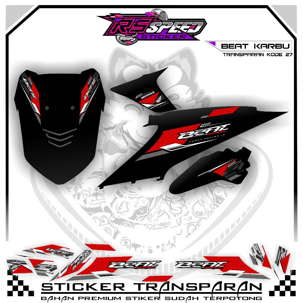 STRIPING BEAT KARBU 2010 VARIASI STIKER BEAT KARBU 2010 UV TRANSPARAN KODE 27 BAHAN PREMUM