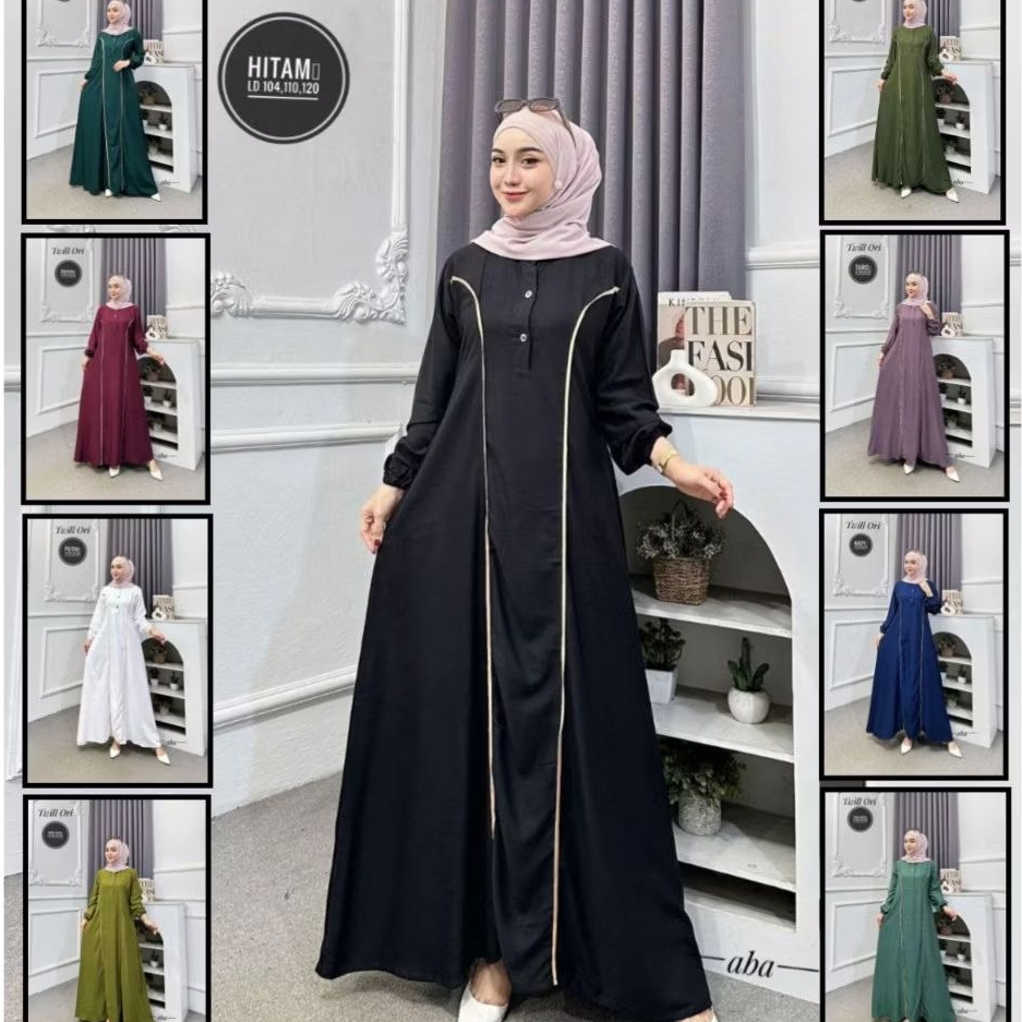 Gamis Wanita Muslim Twill Ori Long Dress Wanita Hijab Simpel Modern Elegan Lengan Panjang Busui