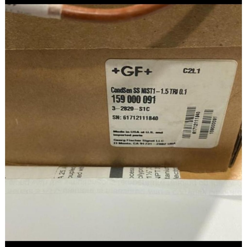 GF PIPING SYSTEMS 3-2820-S1C 159000091 CONDUCTIVITY ELECTRODE