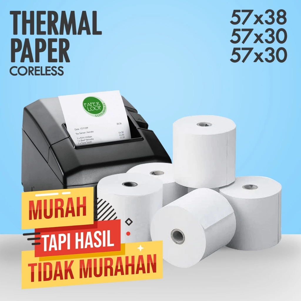 

Kertas Struk | Thermal Roll Polos Printer Mobile 80x80 Kertas Thermal Nota Kasir | Coreless TERMURAH Printer Kasir Thermal Ecolite