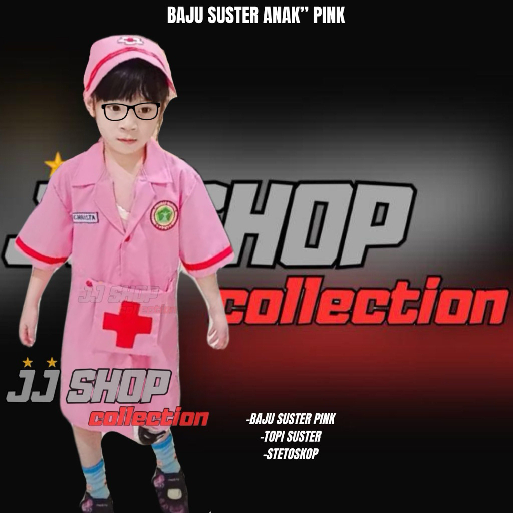 Baju Suster Perawat Pink (PMB) + REQUEST NAMA  BAJU SUSTER ANAK PINK (PMB) , BAJU PERAWAT , BAJU SUS