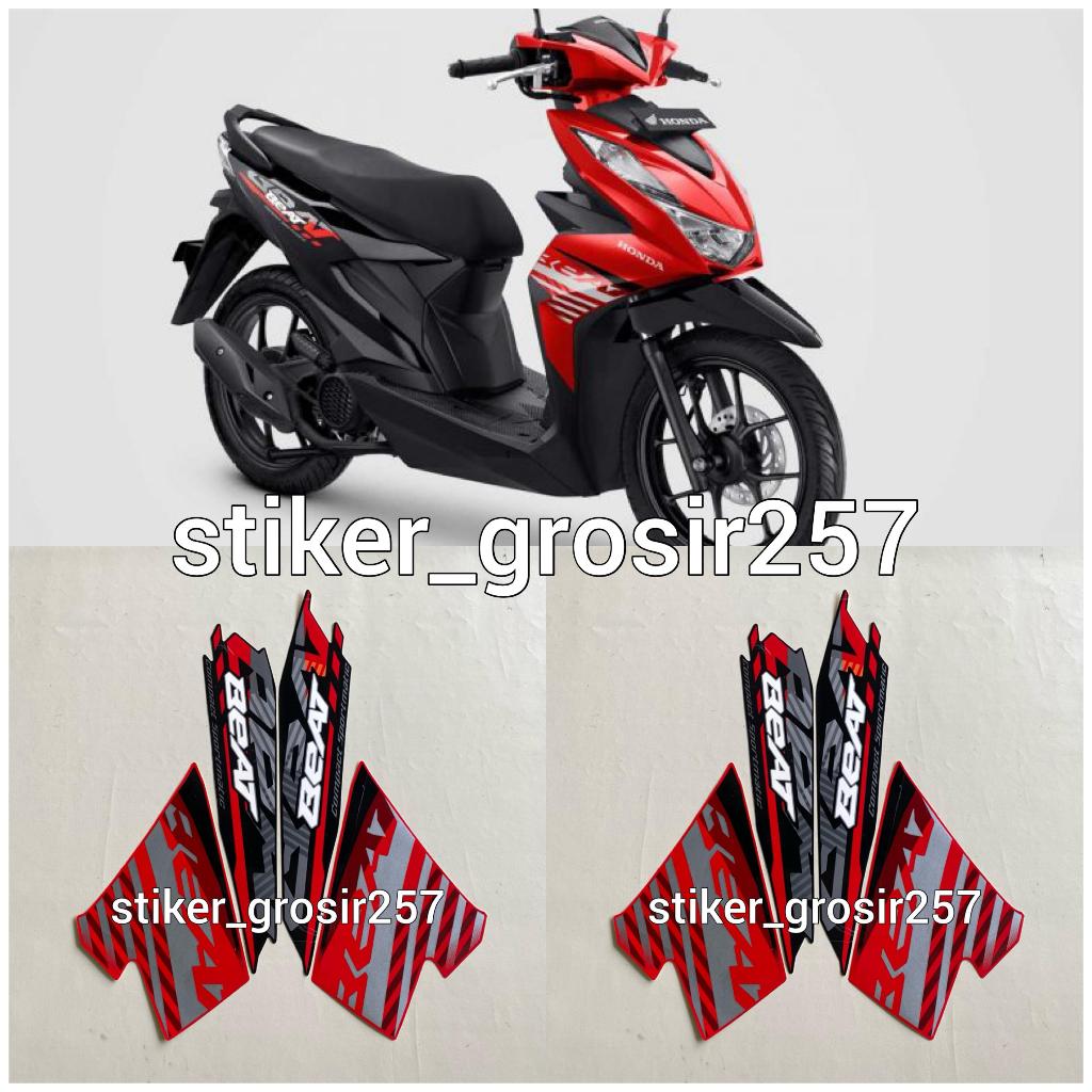 STIKER STRIPING LIS BODY MOTOR HONDA BEAT FI NEW CBS 2021 2022 MERAH HITAM