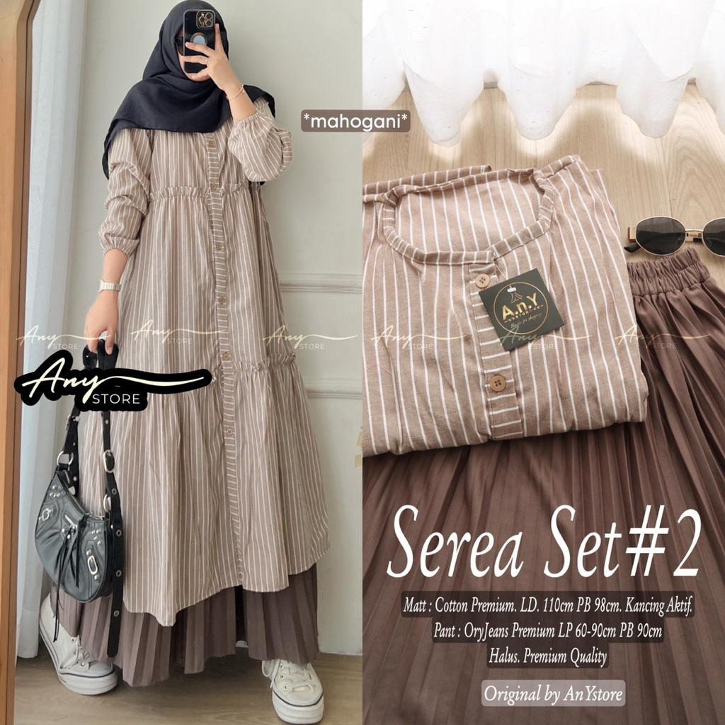 SEREA SET BY ANY LD 110 COTTON PREMIUM SETELAN SALUR SETELAN WANITA SETELAN ROK PLISKET SETELAN LONG