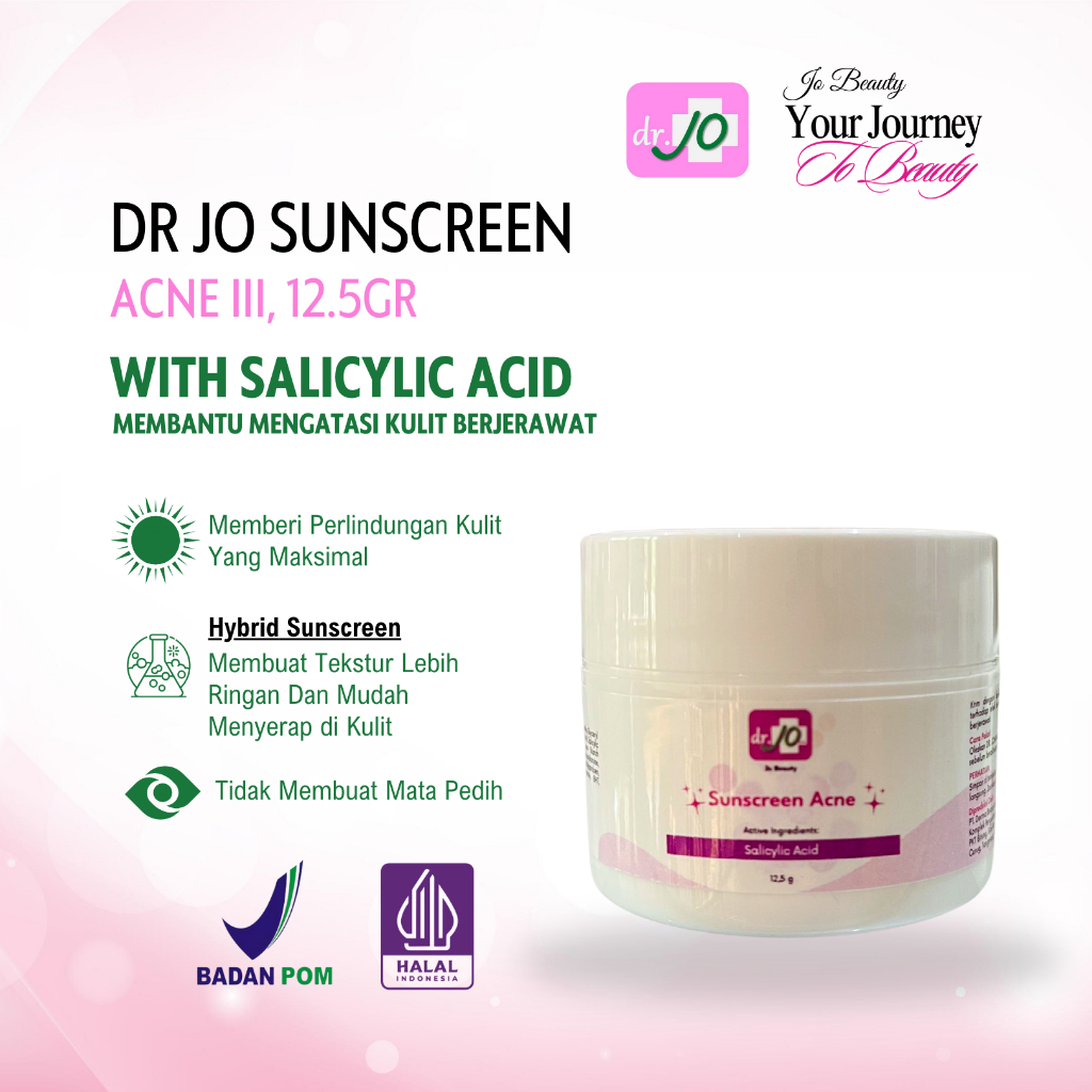 DR JO SUNSCREEN ACNE III |SUNSCREEN ATASI JERAWAT TERBAIK KLINIK DR.JO BPOM AMAN HALAL