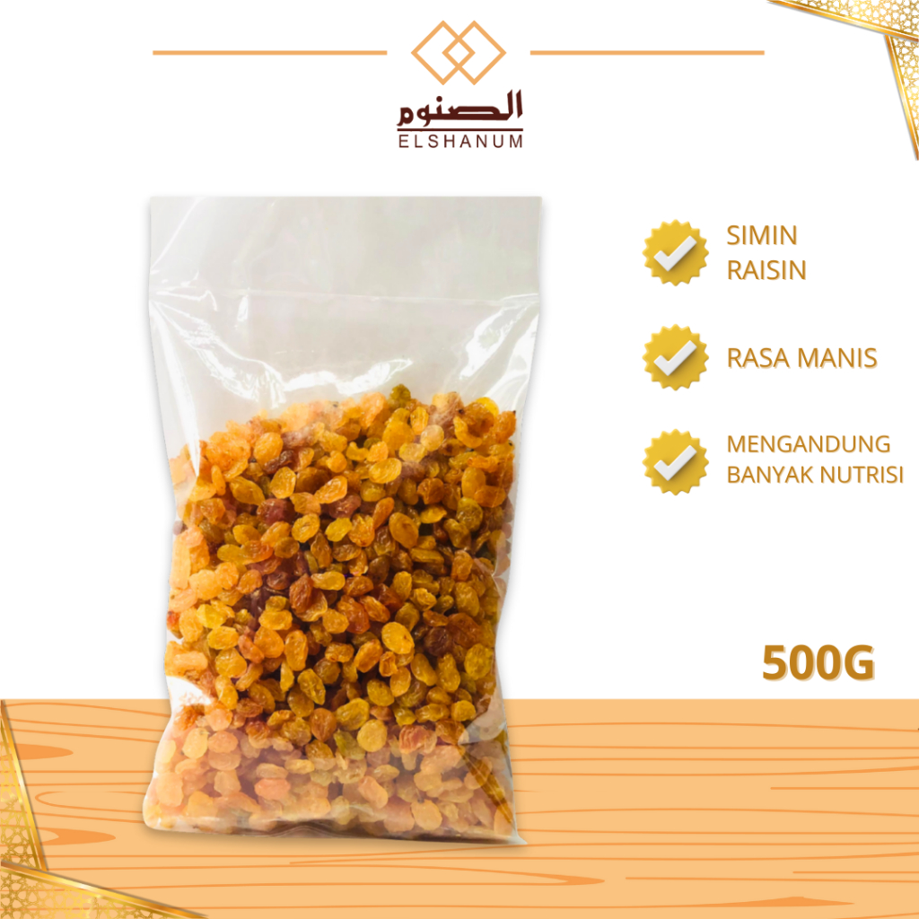 

Kismis Simin Manis 500 / Kimis Kemasan Standing Pouch / Kismis Cristal - Oleh Oleh Haji
