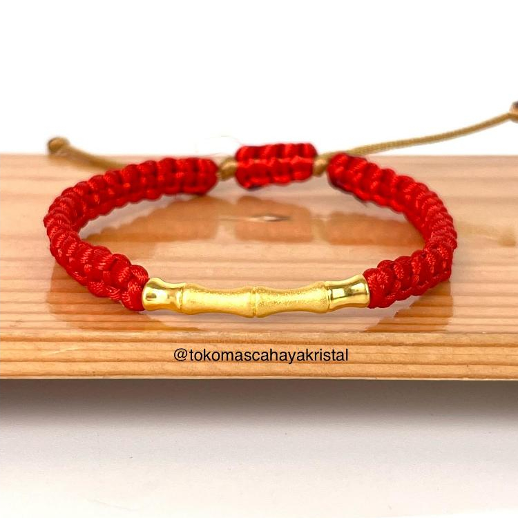Gelang Tali Emas Charm Bambu / Tulang / Pipa . 24K HK Hongkong 999%- Gold Bracelet