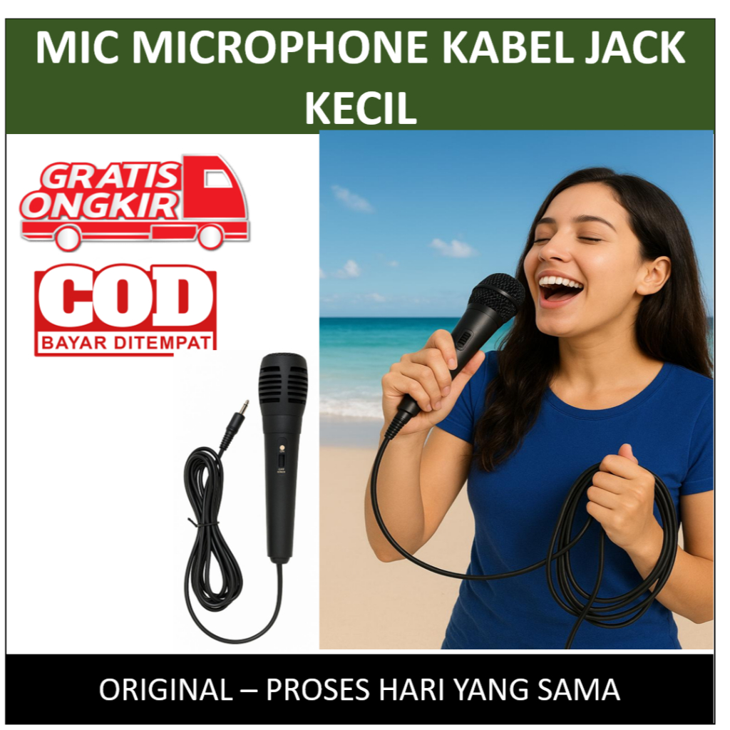 Mic Karaoke Microphone Kabel Murah Jack Kecil