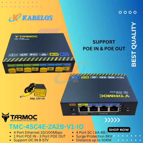 Tarmoc TMC-4SC4E-2A2B-V1-IO | Media Converter 4 FO 4 LAN / 4FO 4LAN | 4SC 4LAN / 4 SC 4 LAN 10/100Mb