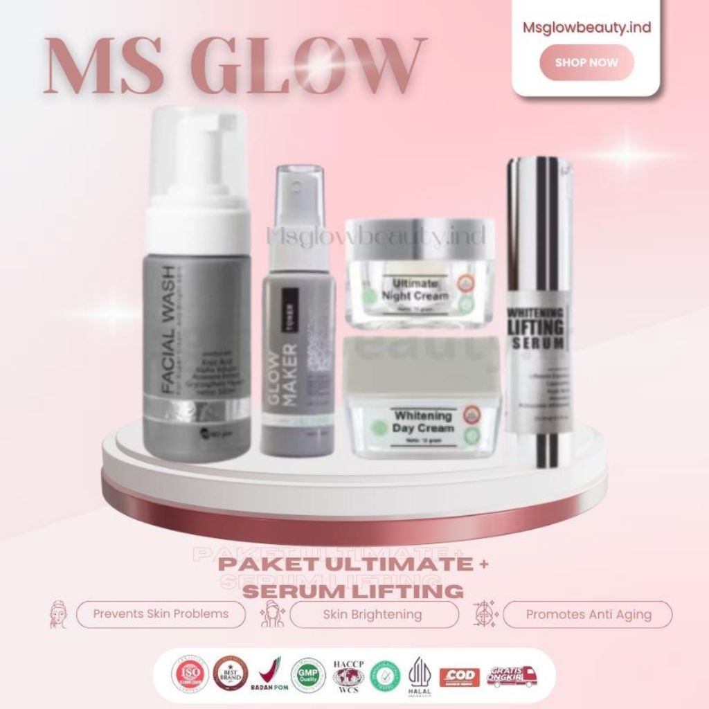 MS GLOW PAKET ULTIMATE+ SERUM LIFTBOOST | PAKET PENCERAH WAJAH | PAKET FLEK HITAM ( BARCODE AKTIF)