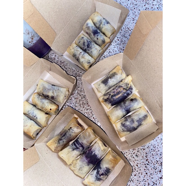 

lumpia ubi ungu mozarella molor & coklat lumer