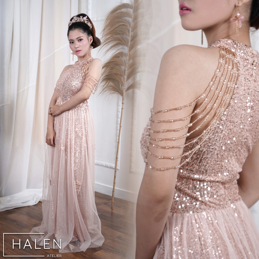 [FOR RENT] Gaun Pesta Rose Gold | Rose Gold Party Dress | Party Gown Simple Elegant