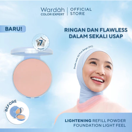 [HEMAT] WARDAH Refill Lightening Powder Foundation Light Feel 12g | Two Way Cake Bedak Padat Ringan 