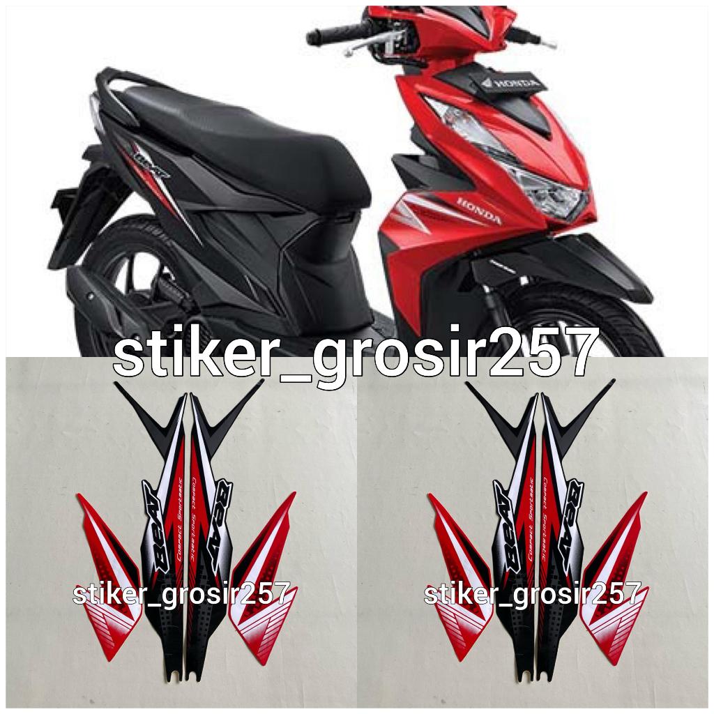 STIKER STRIPING & LIS BODY HONDA BEAT FI NEW DELUXE 2020 2021 MERAH HITAM