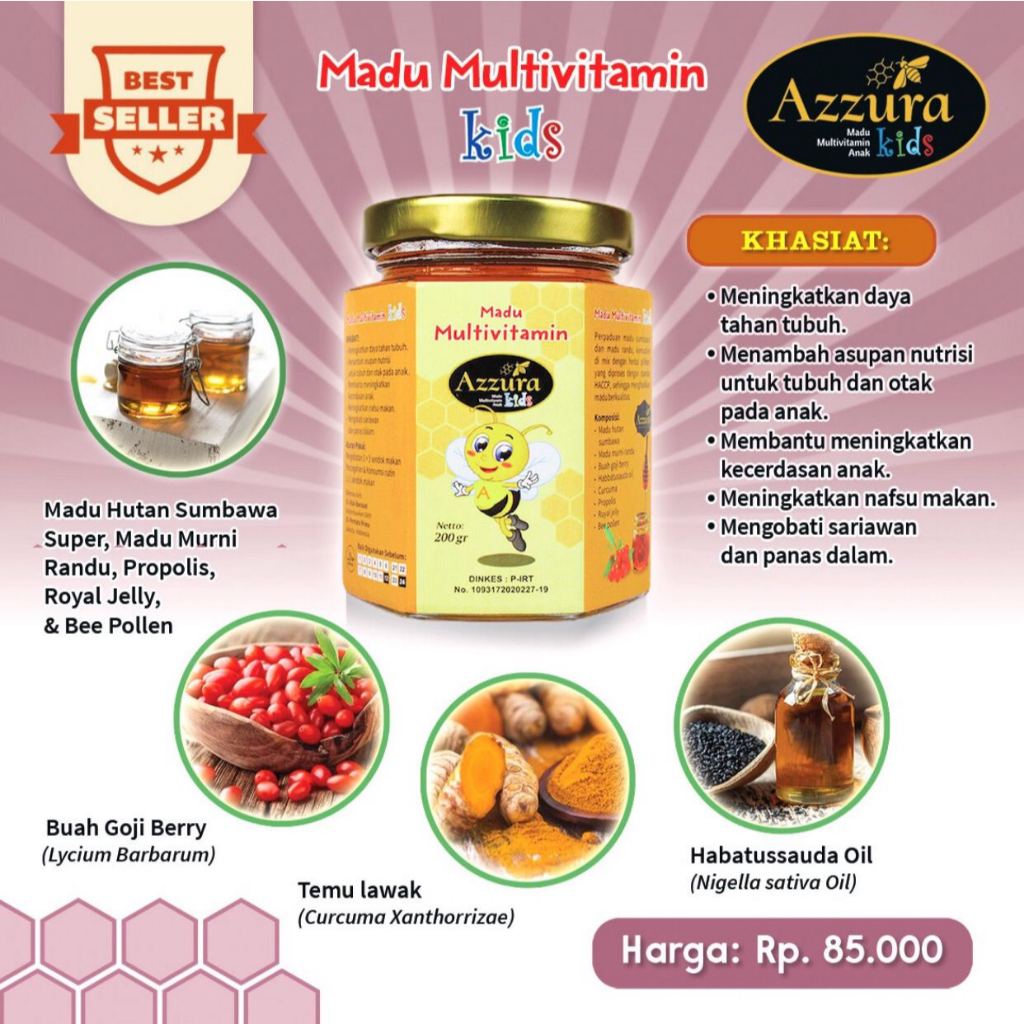 

Madu Azzura Kids – Madu Anak Asli 100% Murni – Penambah Nafsu Makan & Daya Tahan Tubuh