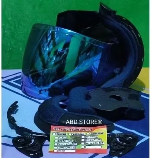 Paket busa helm ink Centro Full set + Kaca helm ink Centro iridium blue