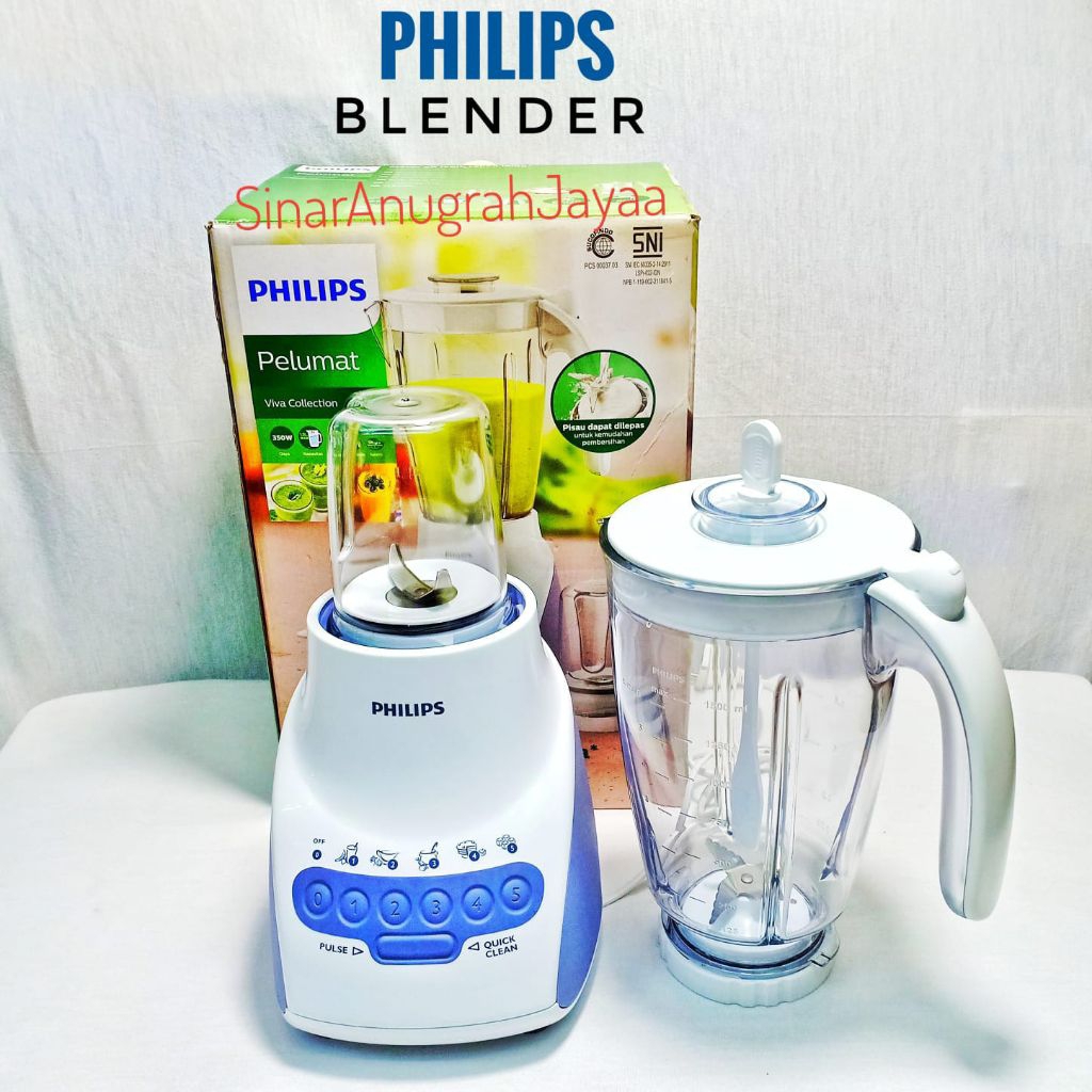 Blender 2 Liter Gelas Plastik 2in1 PHILIPS  hr2115 Blender Plastik 2 Liter