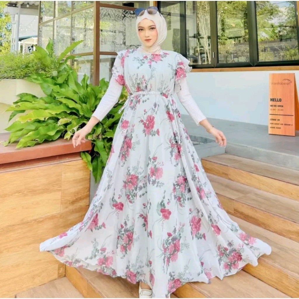 FAIRY DRESS WANITA DEWASA REMAJA MUSLIM / DRESS KONDANGAN / DRESS PESTA / DRESS PANTAI / GAUN BUNGA 