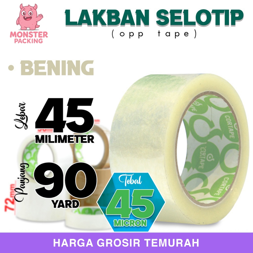 

Lakban Isolasi Selotip BENING 45mm x 90yard OPP Tape Plakban CORTAPE TERMURAH / SATUAN