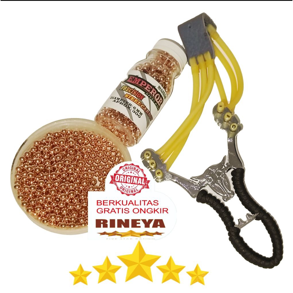ketapel Stainless steel H008 dan bola besi 6mm 300 butir