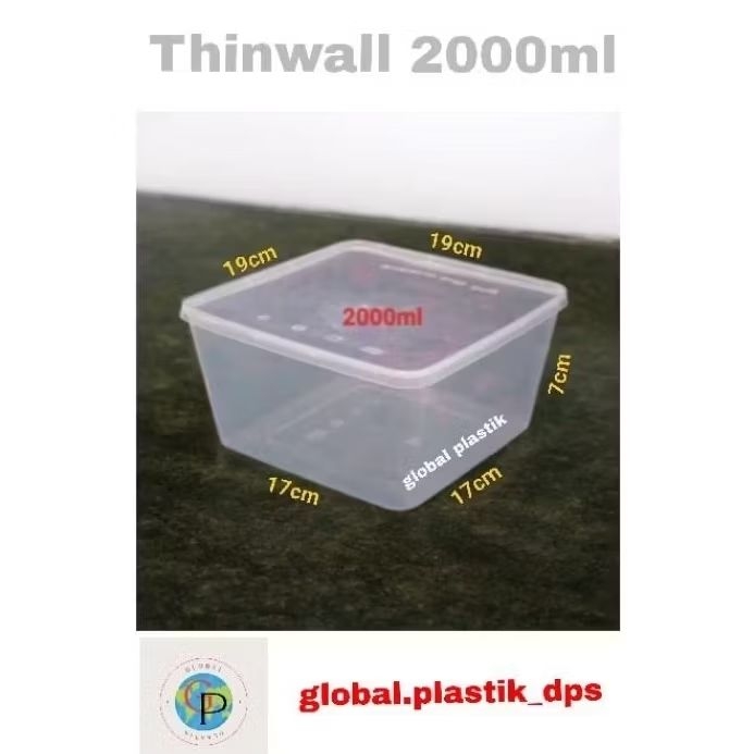 Thinwall 2000ml/ kotak makan plastik