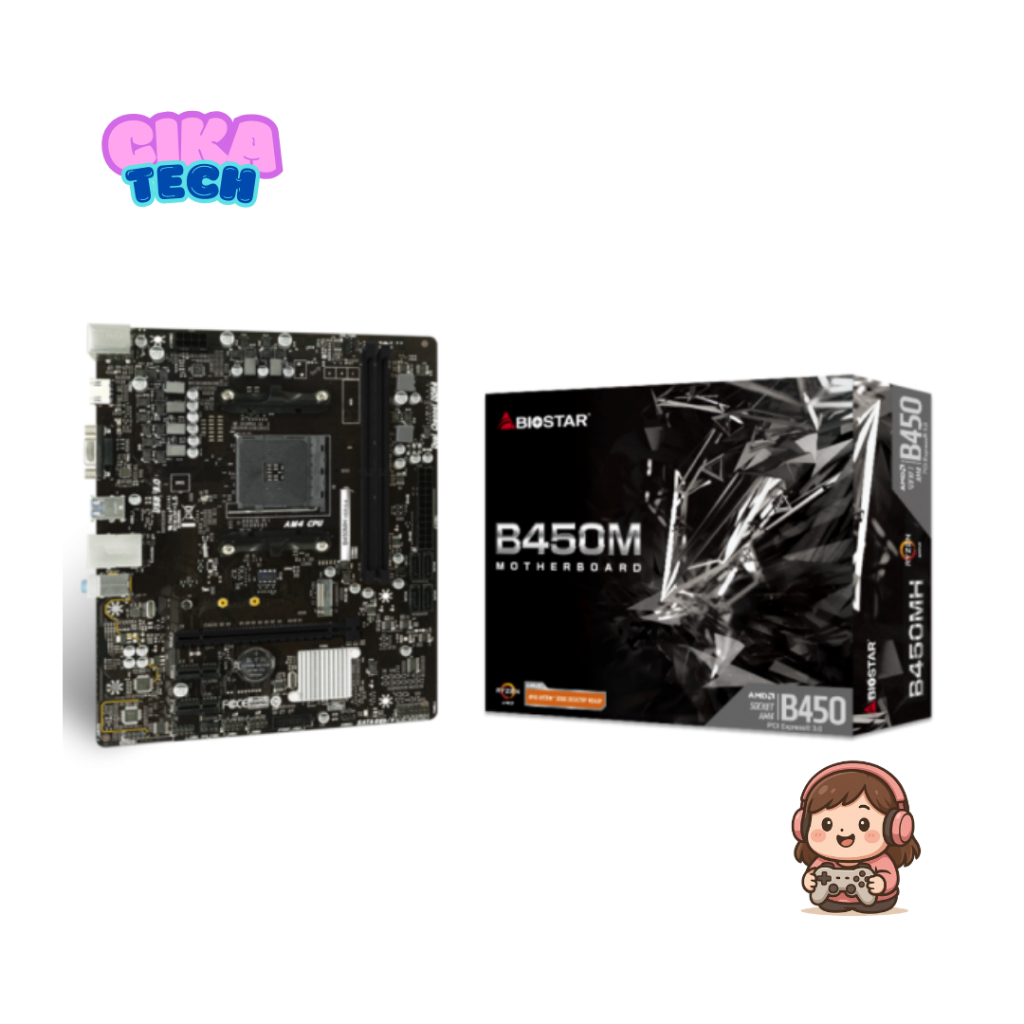 Biostar B450MH Motherboard AM4 – DDR4 64GB, PCIe M.2, HDMI, USB 3.2