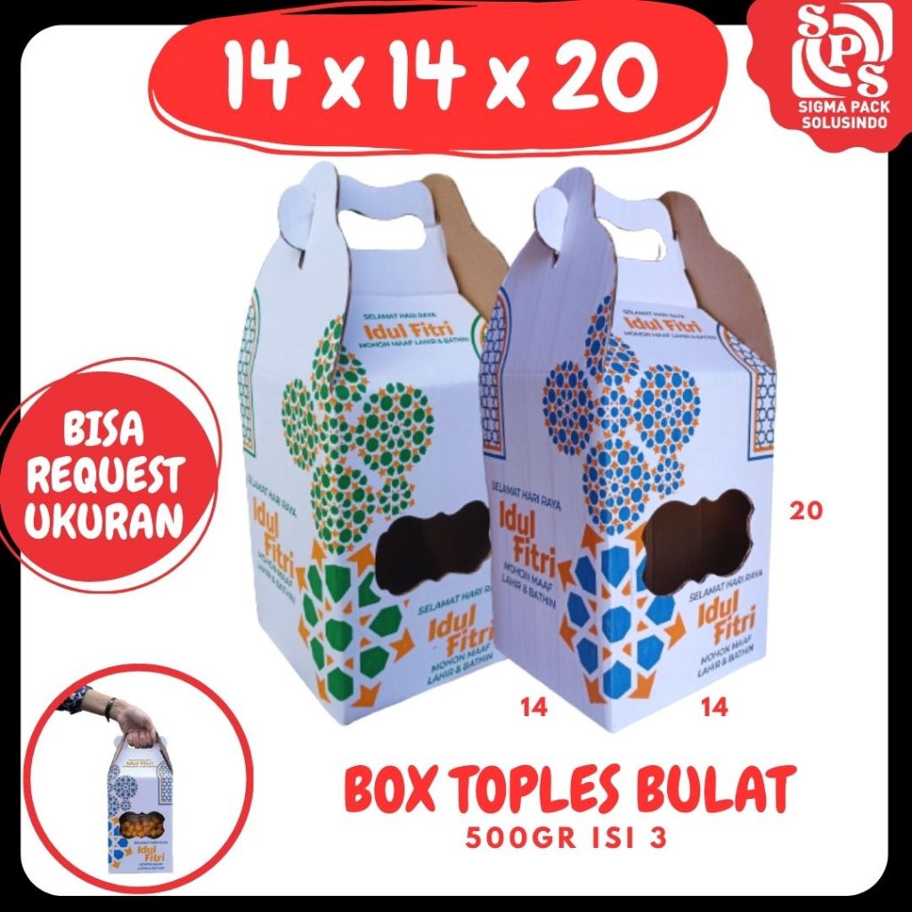 

Box 14x14x20 Jinjing Gable Box (KUKER 500GR isi 3 Toples ) Kardus/hampers/Karton/Fitri