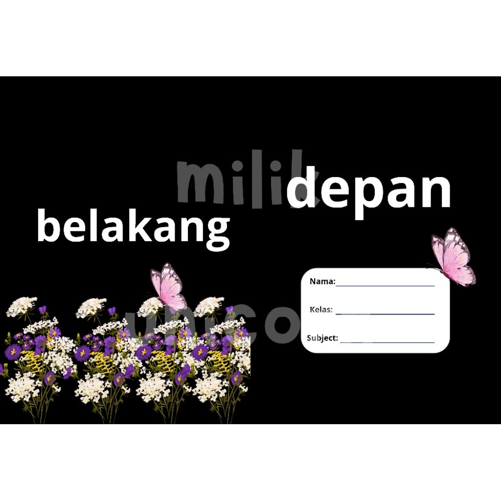 Template Sampul Buku A5 Bergaris Kupu-kupu Bunga Anak Perempuan
