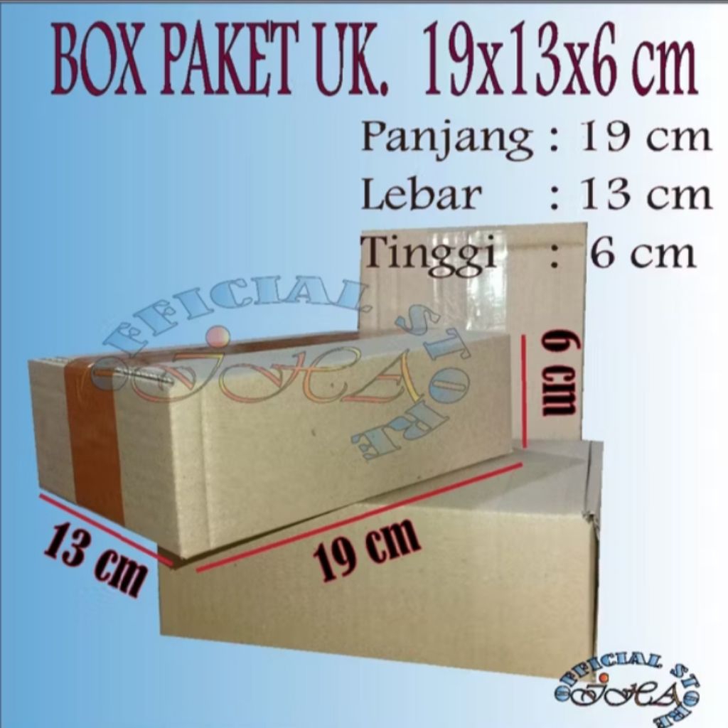 

Kardus ukuran 19×13×6 cm, Box packing paket online