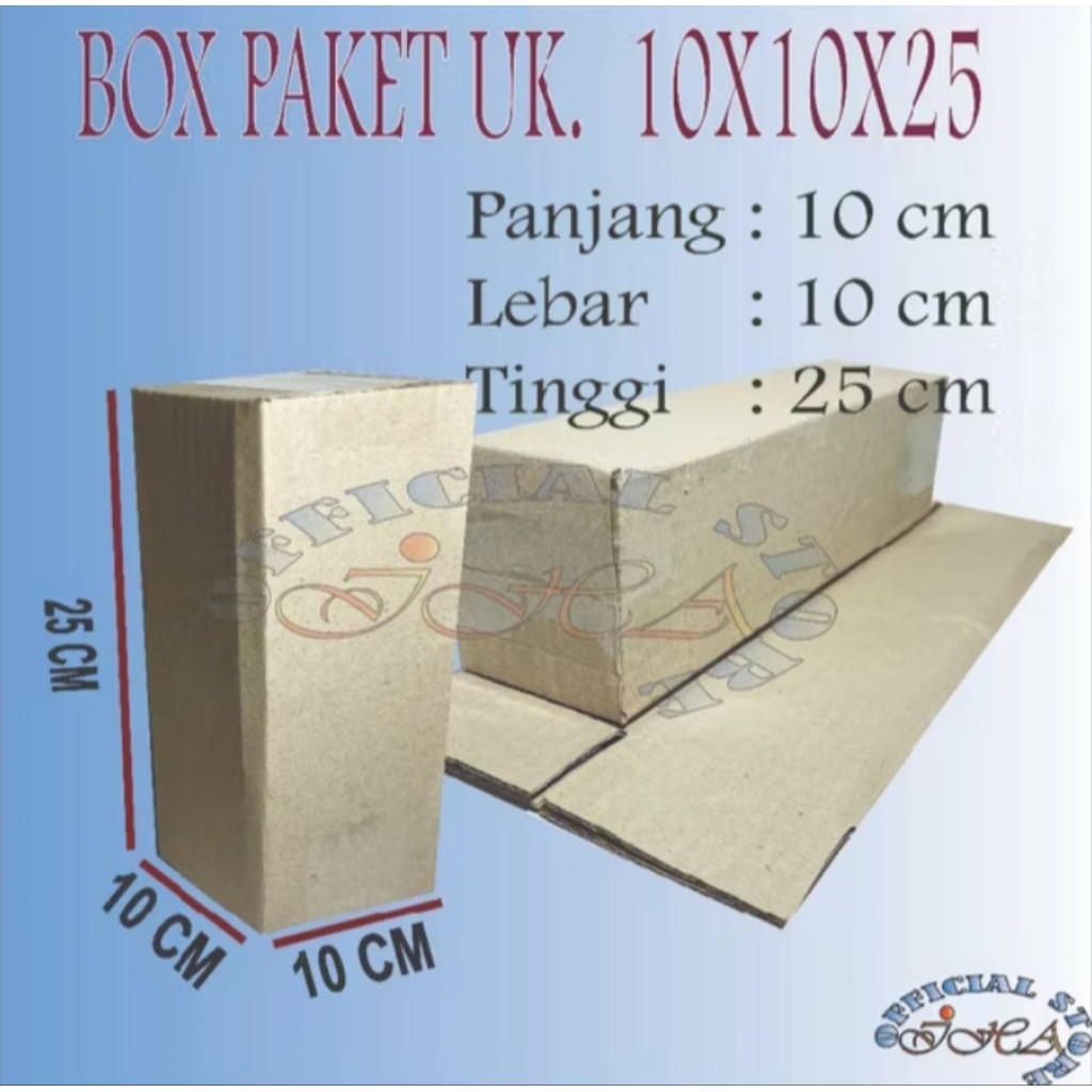 

Kardus ukuran 10×10×25 cm, Box packing paket online