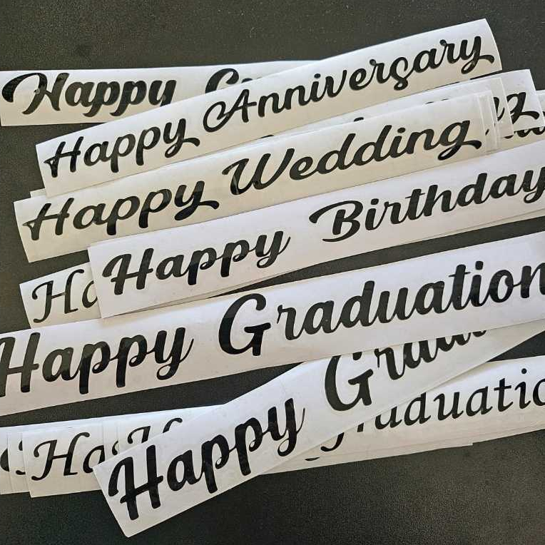 

STIKER UCAPAN UNTUK PITA SATIN (KHUSUS WARNA HITAM)/STIKER PITA UCAPAN GRADUATION/STIKER PITA SATIN