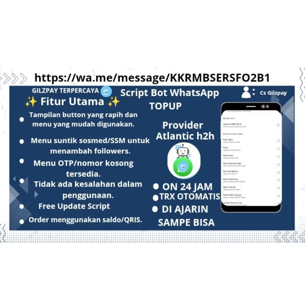 Script bot WhatsApp - bot topup intregasi Atlantic Lengkap