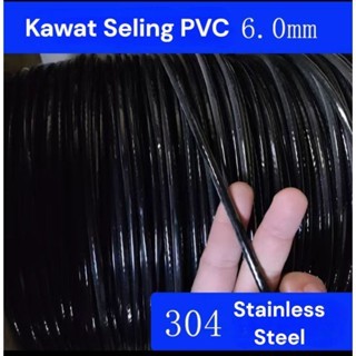 1meter 6mm Wire Rope Kabel Seling PVC Hitam / Kawat Sling Baja PVC / Kawat Selling Bahan 304 Stainle