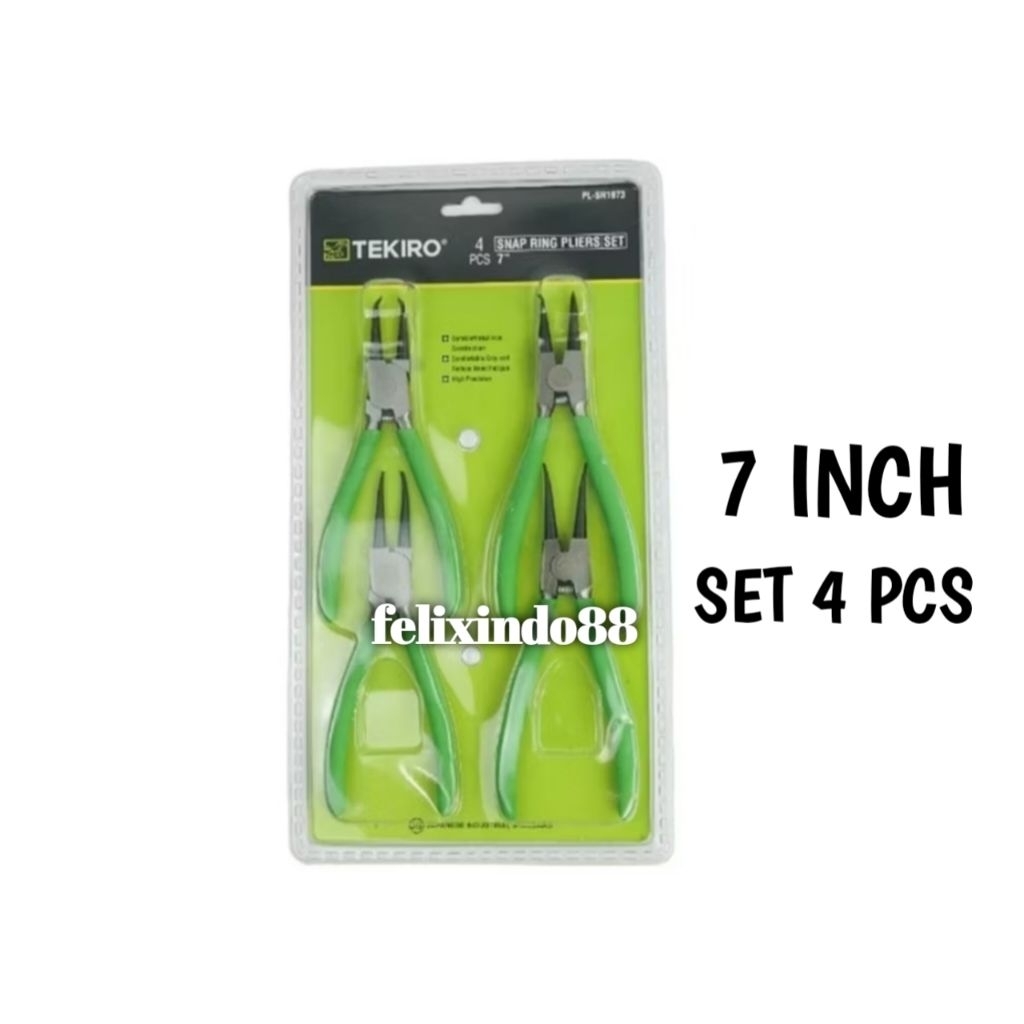 Tekiro Tang Snap Ring 7 inch 1 Set 4 pcs PL-SR1973 Spi Sepih Jepit Buka Tutup Bengkok Snapring Plier