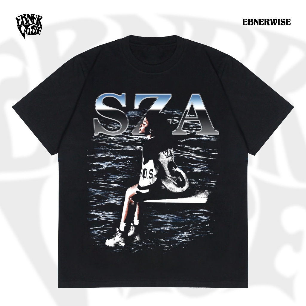 Ebnerwise T-shirt SZA Vintage  Kaos Hitam Pria Wanita