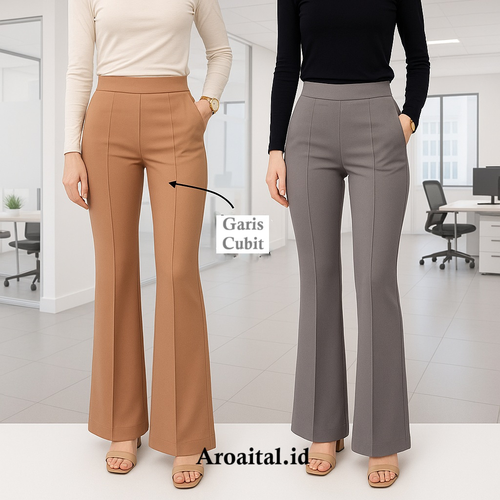 Celana Cutbray Fit And Flare  Bahan Scuba Pinggang Highwaist Bahan Stretch Cutbray Office Pants Lose
