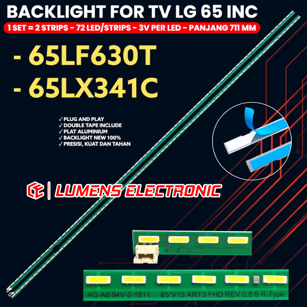 BACKLIGT TV LED LG 65 INCH 65LF630 65LX341 65LF630T 65LX341C 65LF 65LX LAMPU BL 72K 3V SMD