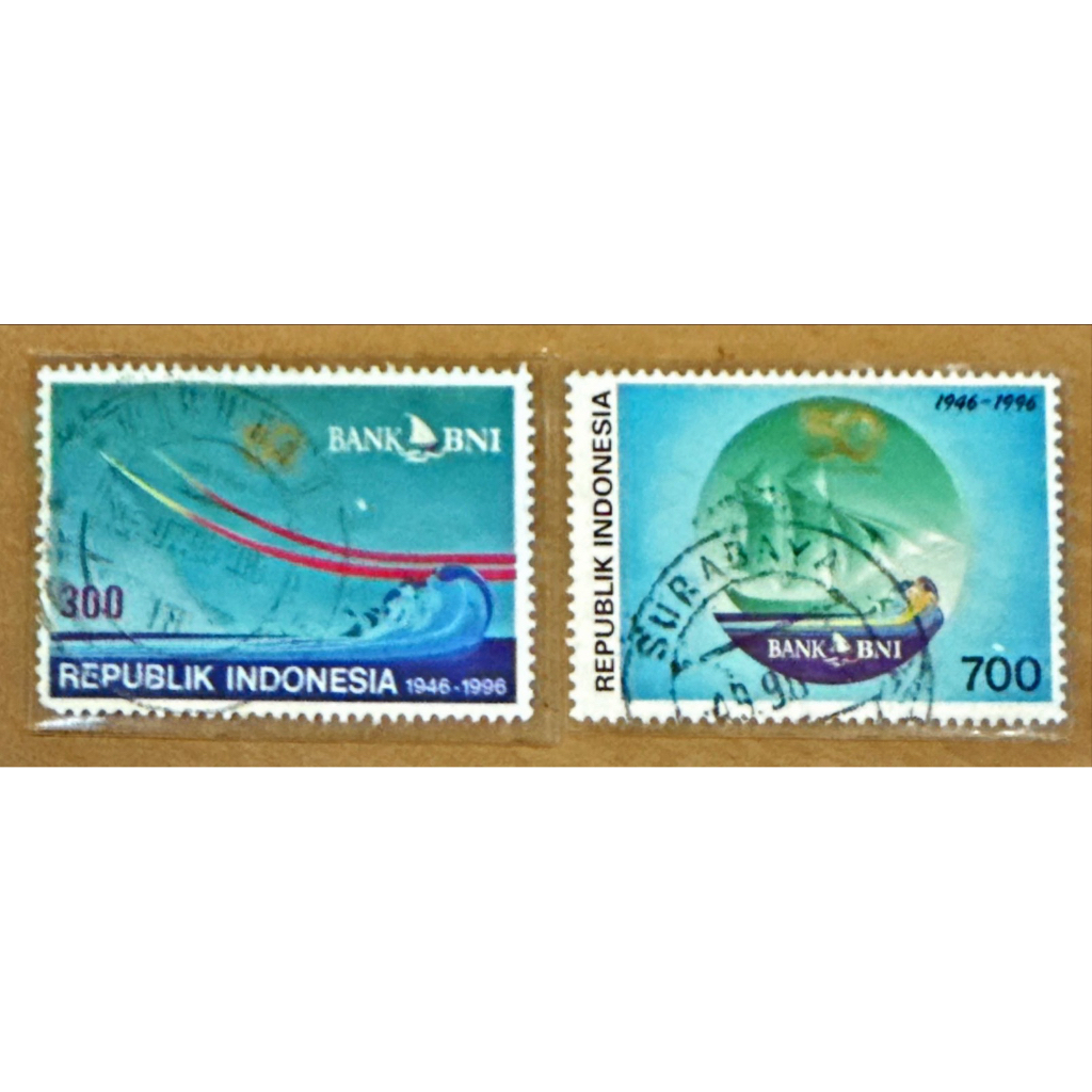 

(BA) PRANGKO INDONESIA 1996 50th BANK BNI 2V COMPLIT SET USED.
